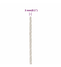 Corde de travail blanc 3 mm 50 m polypropylène