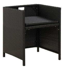 Chaises de jardin 2 pcs avec coussins Résine tressée Noir