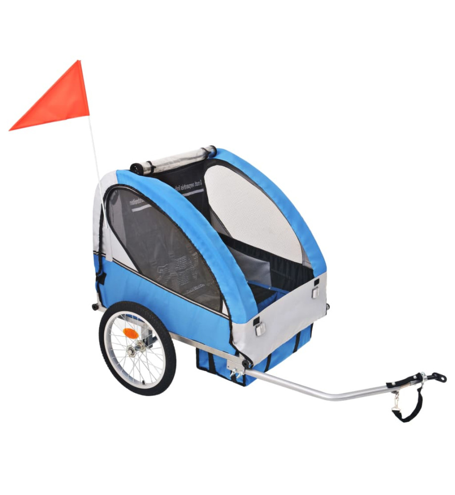 Remorque de vélo pour enfants Gris et bleu 30 kg