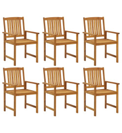 Chaises de jardin avec coussins 6 pcs Bois d'acacia massif