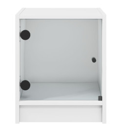 Tables de chevet avec portes en verre 2 pcs blanc 35x37x42 cm