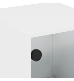 Tables de chevet avec portes en verre 2 pcs blanc 35x37x42 cm