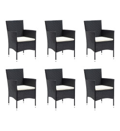 Mobilier à dîner de jardin et coussins 7pcs Résine tressée Noir
