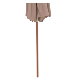 Parasol double avec mât en bois 270 cm Taupe