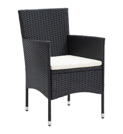 Mobilier à dîner de jardin et coussins 7pcs Résine tressée Noir