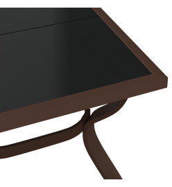 Table de jardin Marron et noir 180x80x70 cm Acier et verre