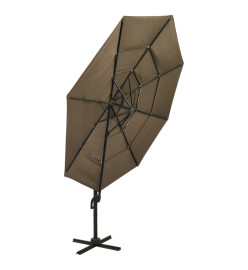 Parasol à 4 niveaux avec mât en aluminium Taupe 3x3 m