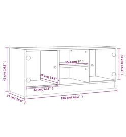 Meuble TV avec portes en verre sonoma gris 102x37x42 cm