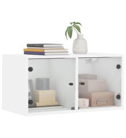 Armoires murales avec portes en verre 2 pcs blanc 68,5x37x35 cm