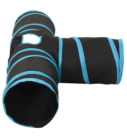 Tunnel pour chats à 3 voies Noir et bleu 90 cm Polyester