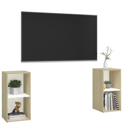 Meubles TV 2 pcs Blanc et chêne sonoma 72x35x36,5 cm Aggloméré