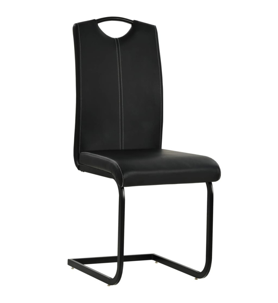 Chaises à manger cantilever lot de 2 noir similicuir Chaises à manger cantilever lot de 2 noir similicuir