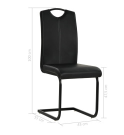 Chaises à manger cantilever lot de 2 noir similicuir