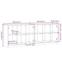 Bibliothèque avec portes blanc 204x37x75 cm bois d'ingénierie