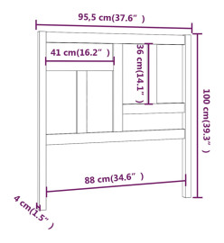 Tête de lit Noir 95,5x4x100 cm Bois massif de pin