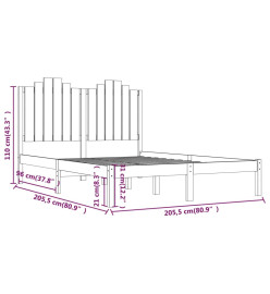 Cadre de lit Gris Bois de pin massif 200x200 cm