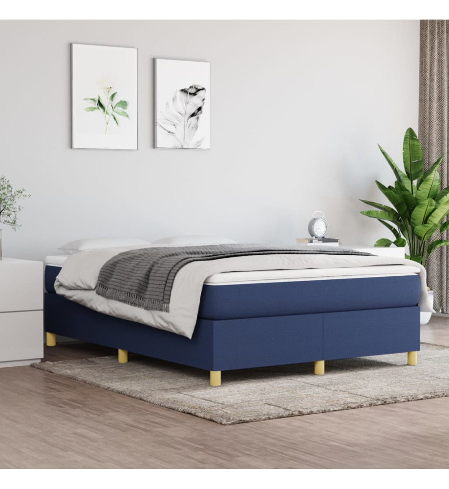 Lit à sommier tapissier avec matelas Bleu 140x190 cm Tissu