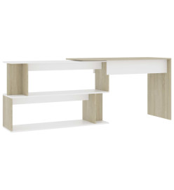 Bureau d'angle Blanc et chêne sonoma 200x50x76 cm Aggloméré