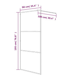 Paroi de douche Noir 90x195 cm Verre ESG demi-dépoli