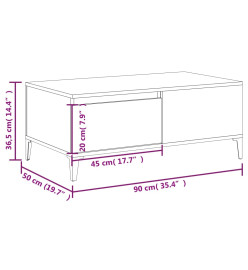 Table basse Sonoma gris 90x50x36,5 cm Bois d'ingénierie