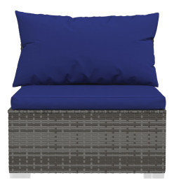 Salon de jardin 14 pcs avec coussins Gris Résine tressée