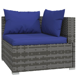 Salon de jardin 13 pcs avec coussins Gris Résine tressée