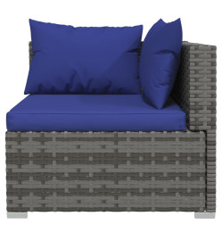 Salon de jardin 8 pcs avec coussins résine tressée gris