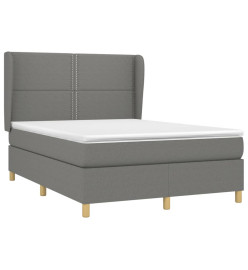 Lit à sommier tapissier avec matelas Gris foncé 140x190cm Tissu