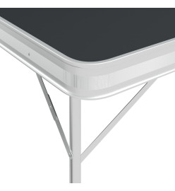 Table de camping pliable avec 2 bancs Aluminium Gris