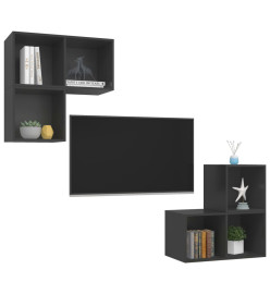 Ensemble de meuble TV 4 pcs Gris Aggloméré