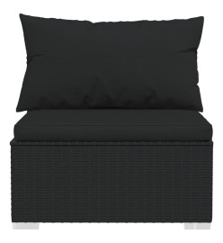 Salon de jardin 6 pcs avec coussins résine tressée noir