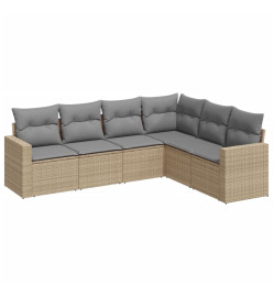 Salon de jardin avec coussins 6 pcs beige résine tressée
