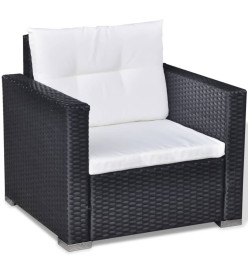 Salon de jardin 6 pcs avec coussins résine tressée noir