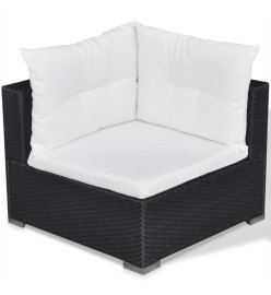 Salon de jardin 6 pcs avec coussins résine tressée noir