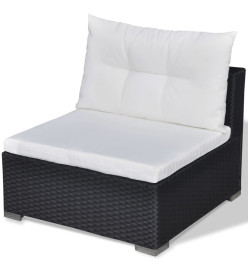 Salon de jardin 6 pcs avec coussins résine tressée noir