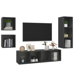 Ensemble de meuble TV 4 pcs Gris Aggloméré