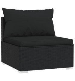Salon de jardin 10 pcs avec coussins Noir Résine tressée