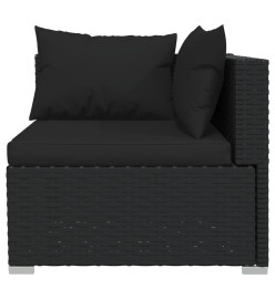 Salon de jardin 10 pcs avec coussins Noir Résine tressée