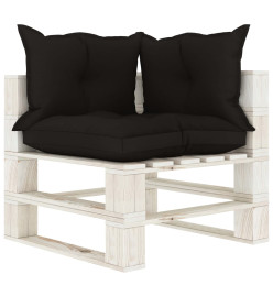 Salon palette de jardin 6 pcs avec coussins noir bois