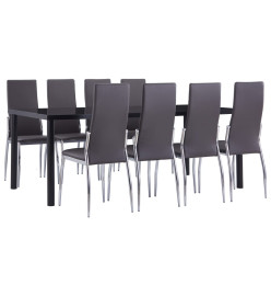 Ensemble de salle à manger 9 pcs Similicuir Gris