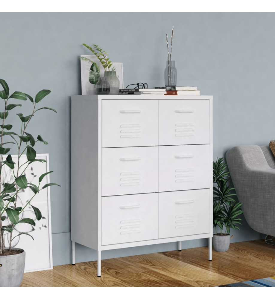 Armoire à tiroirs Blanc 80x35x101,5 cm Acier Armoire à tiroirs Blanc 80x35x101,5 cm Acier