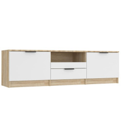 Meuble TV Blanc et chêne sonoma 140x35x40cm Bois d'ingénierie