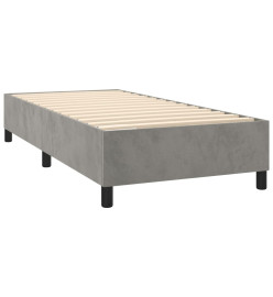 Sommier tapissier matelas et LED Gris clair 100x200 cm Velours