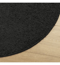 Tapis shaggy à poils longs moderne noir Ø 240 cm