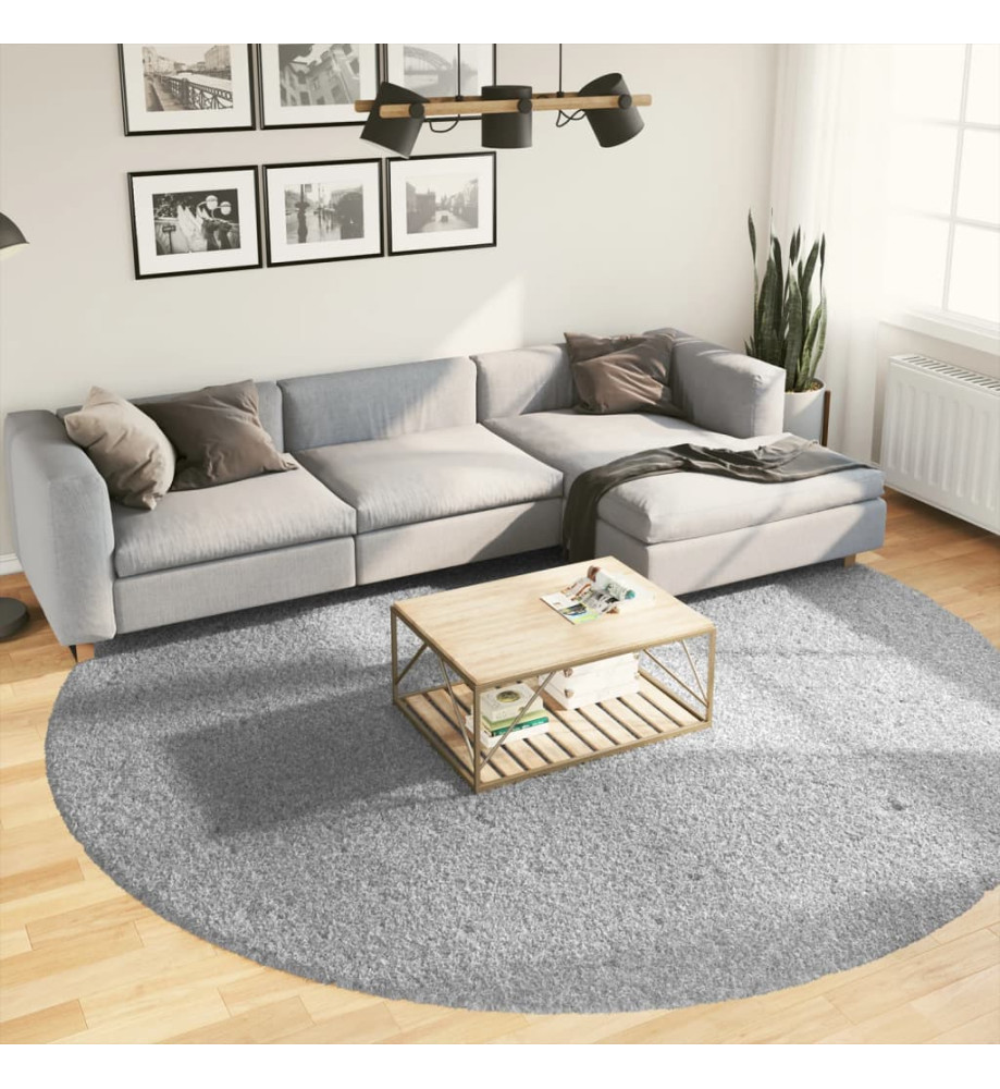 Tapis shaggy à poils longs moderne gris Ø 280 cm