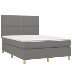 Lit à sommier tapissier avec matelas Gris foncé 140x200cm Tissu