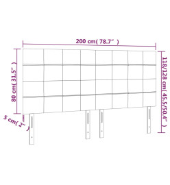 Tête de lit à LED Gris clair 200x5x118/128 cm Velours