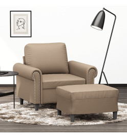 Fauteuil avec repose-pied Cappuccino 60 cm Similicuir