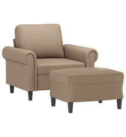 Fauteuil avec repose-pied Cappuccino 60 cm Similicuir