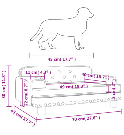 Lit pour chien bleu 70x45x30 cm velours